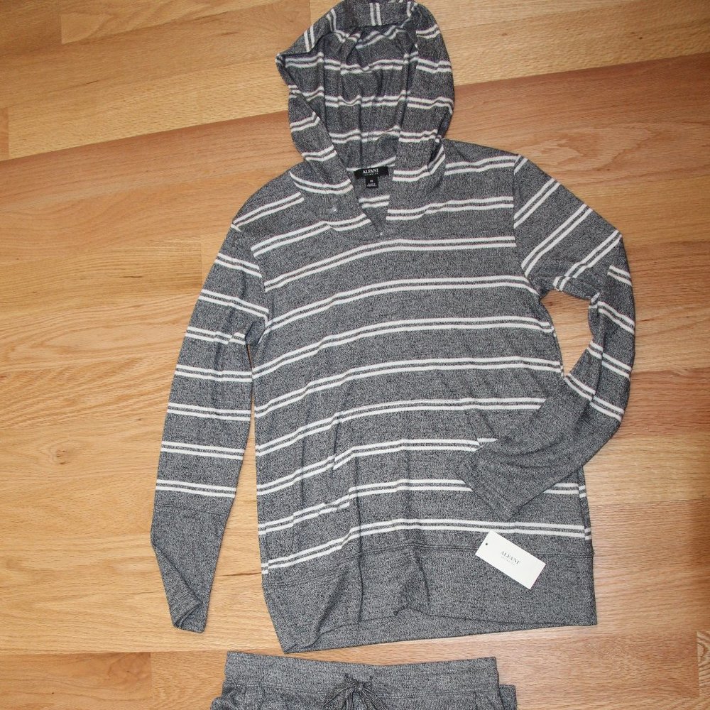 ❤️ $93 NEW!!!! Alfani Intimates Knit Hooded Top Shirt & Matching Pants; Size XS